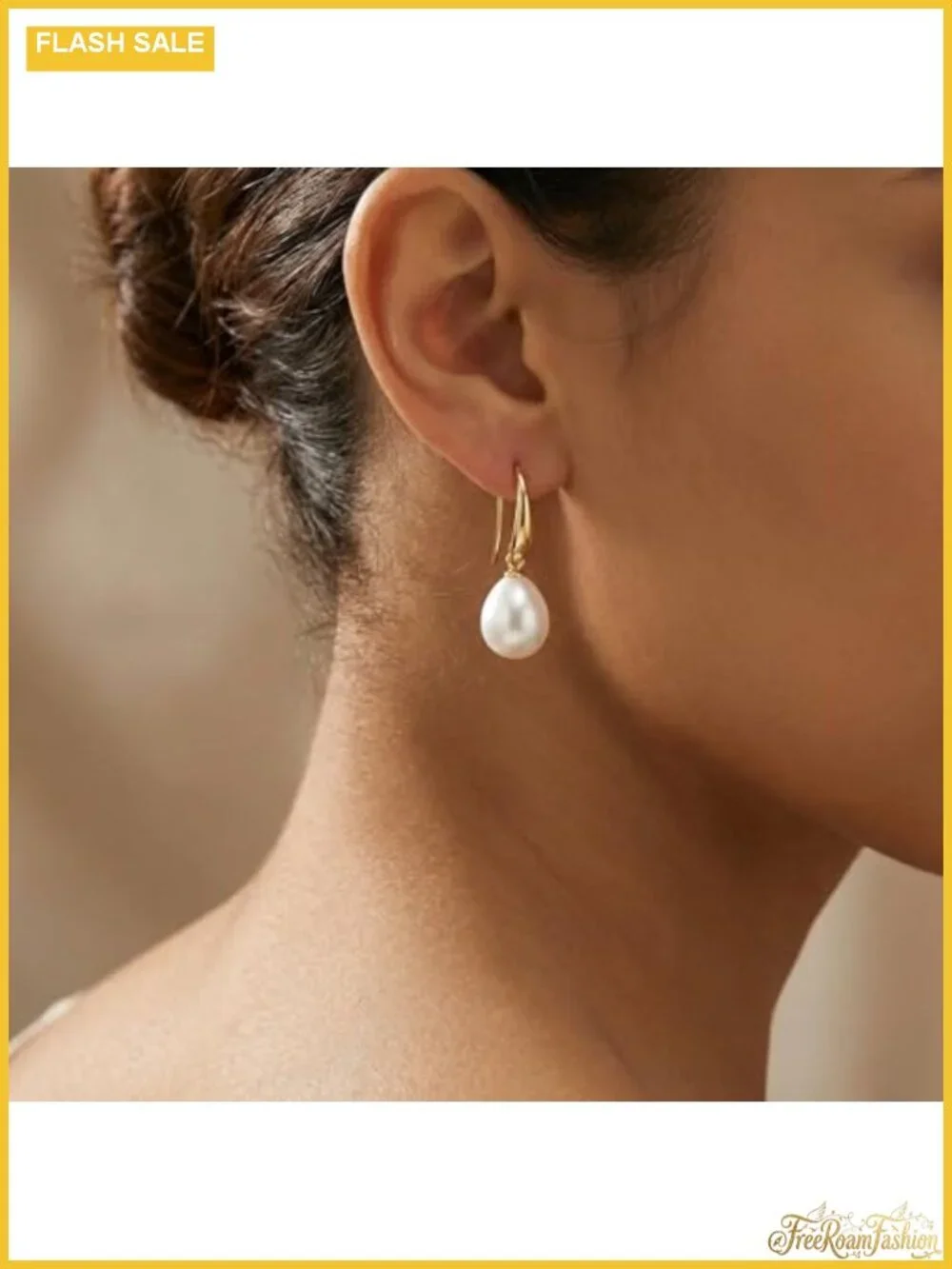 Gold Plated Pearl Hoop Huggie Earrings Hypoallergenic Drop Dangle